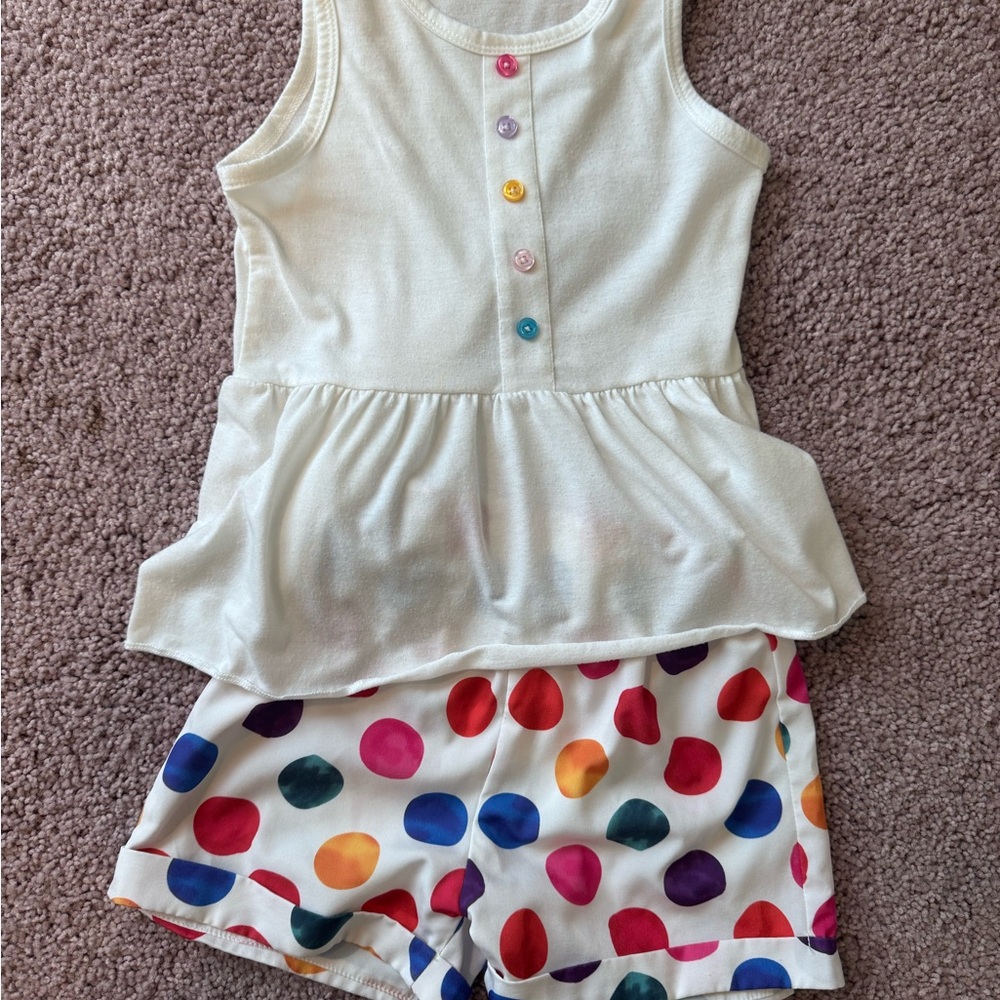 White Top w/ Polka Dot Shorts Sets